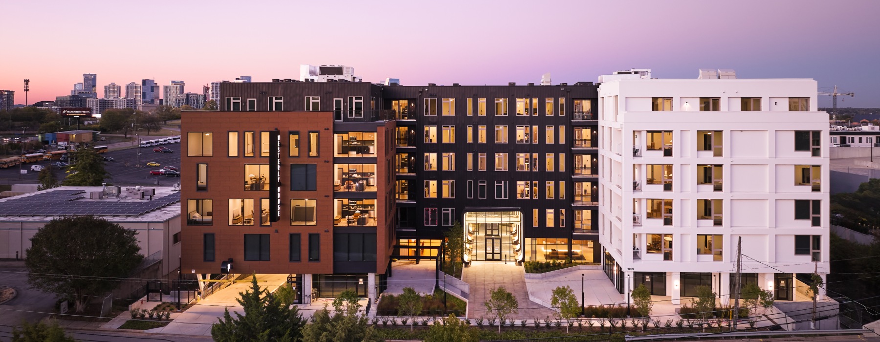 twilight hour overlooking at Westerly House furnished apartments in Nashville