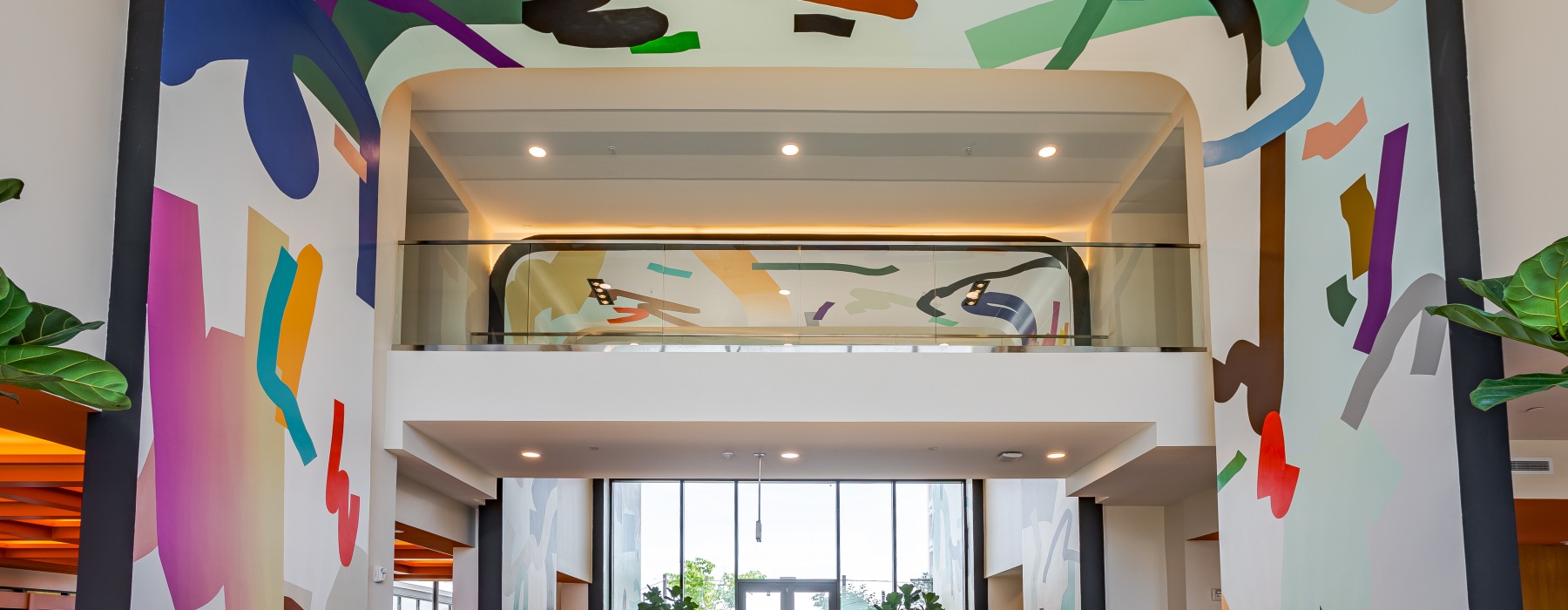 welcome lobby mural at westerly house
