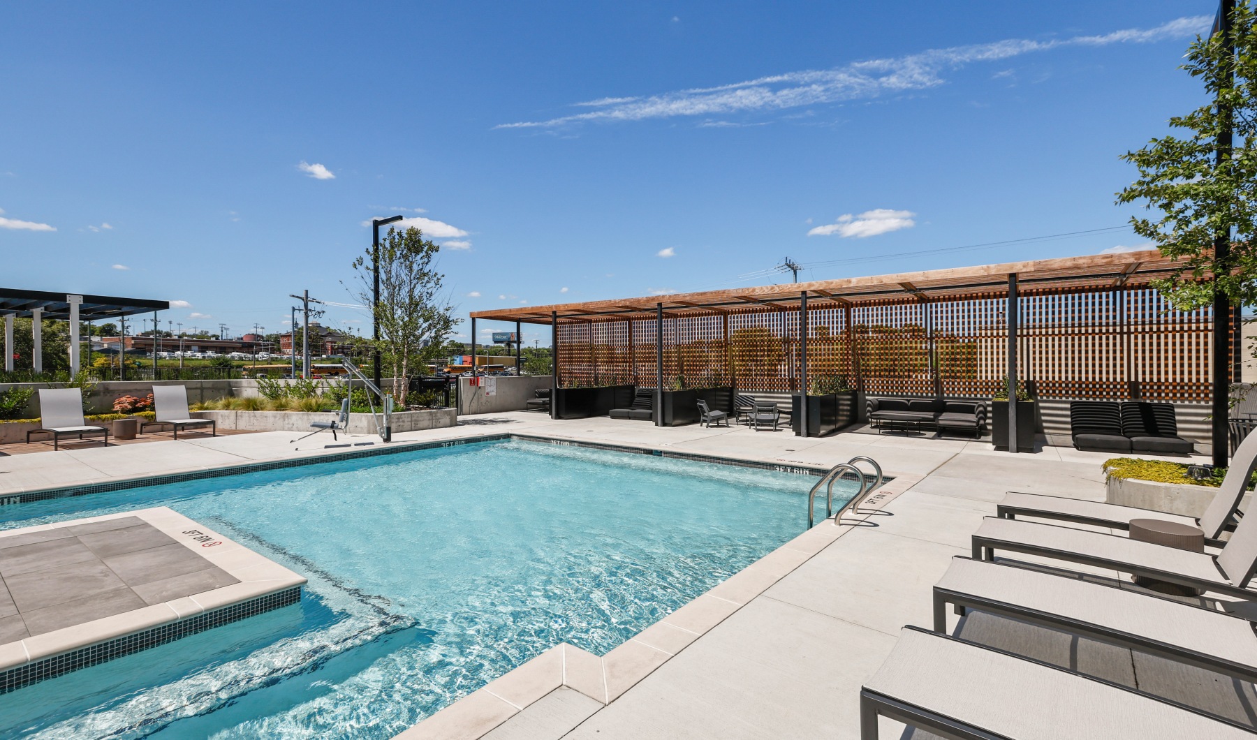 Westerly House pool area with cabanas Westerly House pool area with cabanas