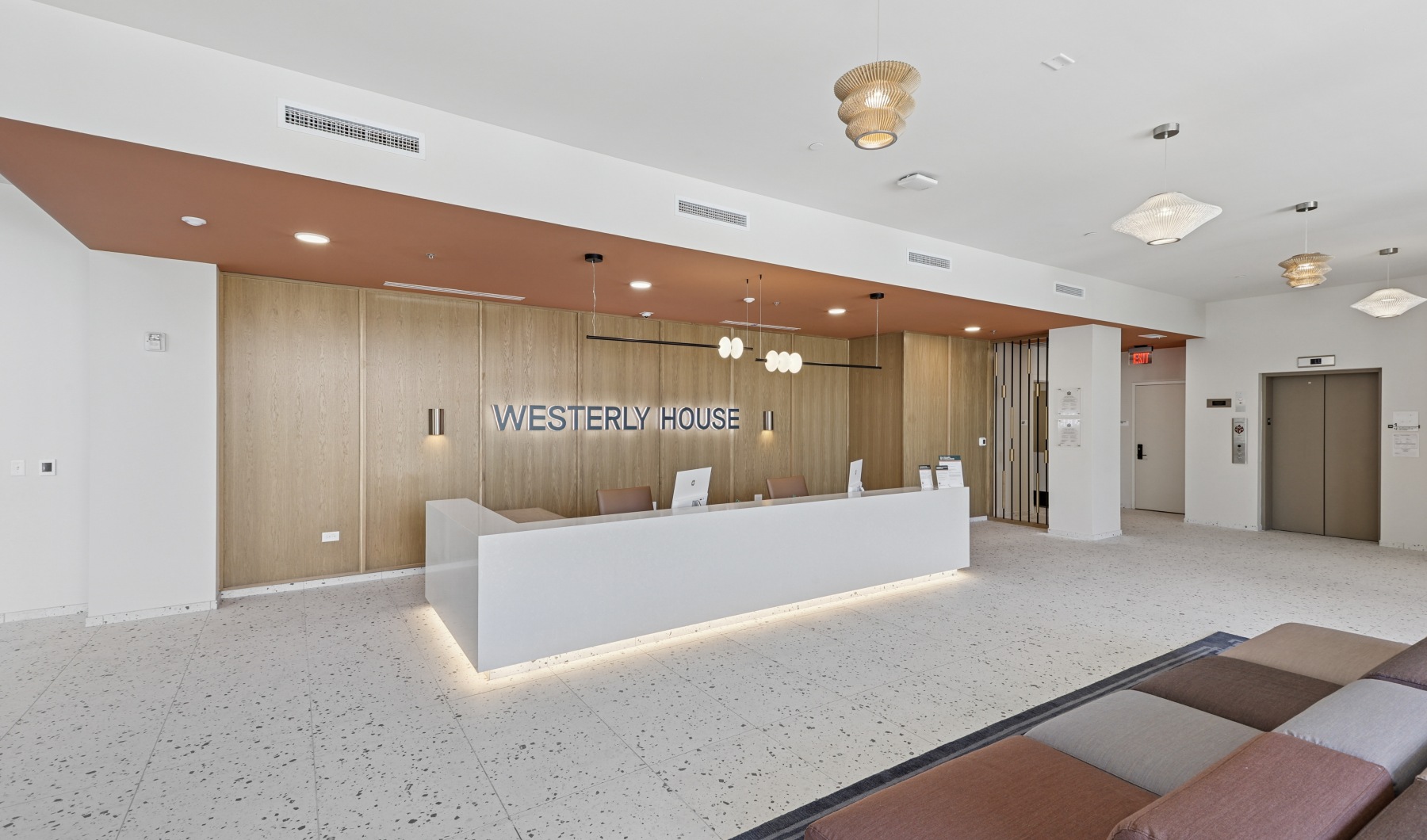 Westerly House welcome lobby front desk Westerly House welcome lobby front desk